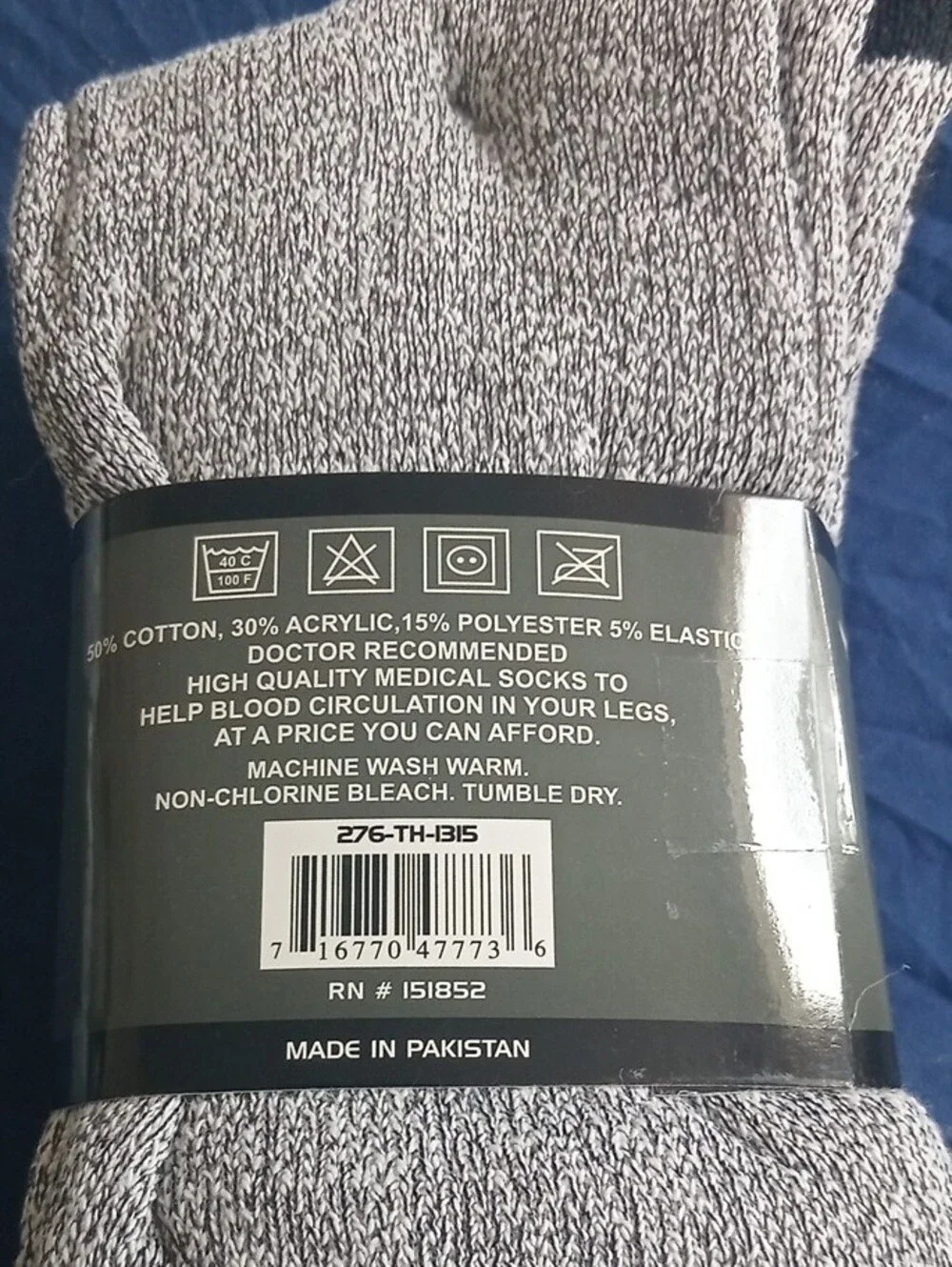 Diabetic Thermal Socks 3 Pack- Black & Gray Non-Binding Top